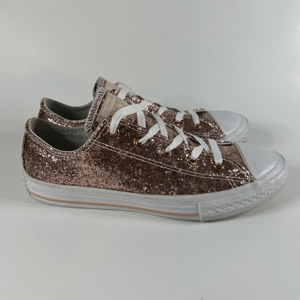 Converse Chuck Taylor All Star Junior Size 4 Glitter Pink Rose Gold Wedding